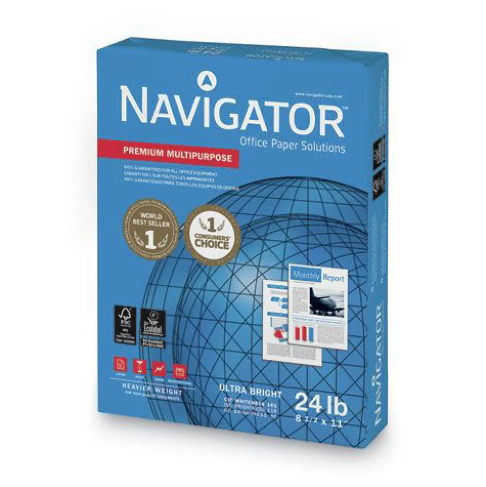 Navigator 97 Bright 24 lbs. Bond Weight 8.5 in. x 11 in. Premium Multipurpose Copy Paper - White (10/Carton)