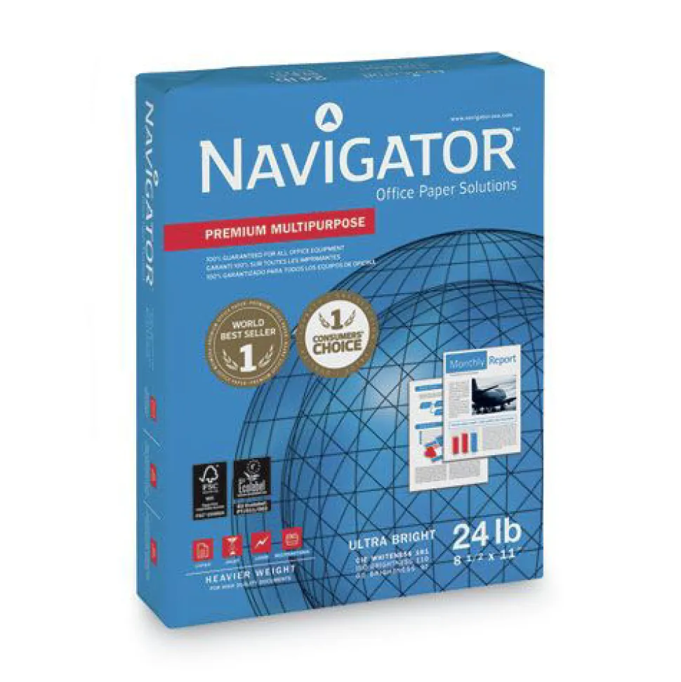 Navigator 97 Bright 24 lbs. Bond Weight 8.5 in. x 11 in. Premium Multipurpose Copy Paper - White (10/Carton)