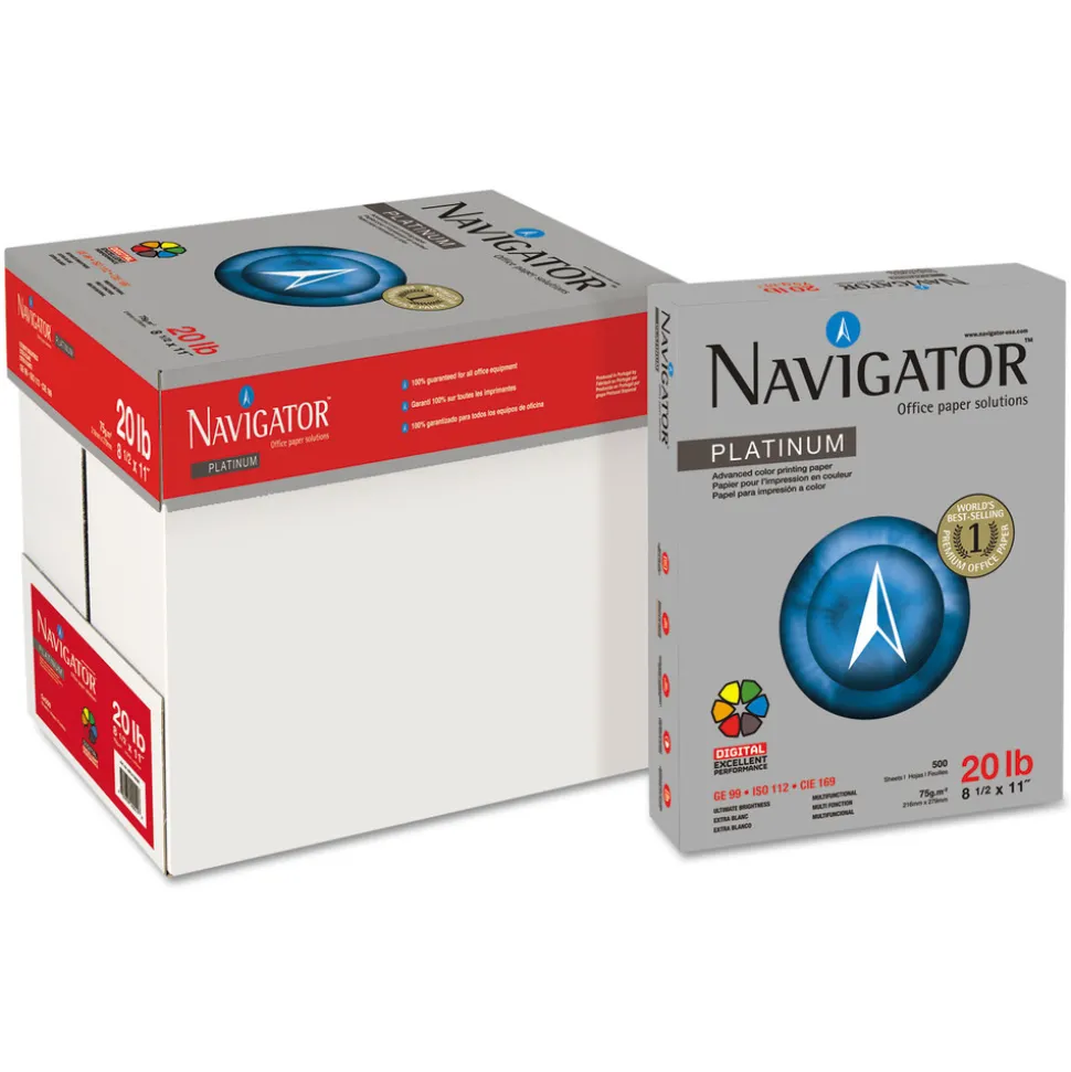 Navigator 99 Bright 20 lbs. Bond Weight 8.5 in. x 11 in. Platinum Paper - White (10/Carton)