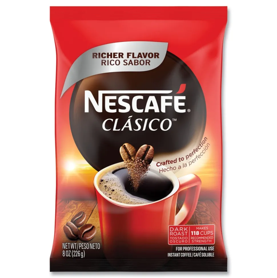 Nescafe 12524962 8 oz Dark Roast Instant Coffee - Clasico (12/Carton)