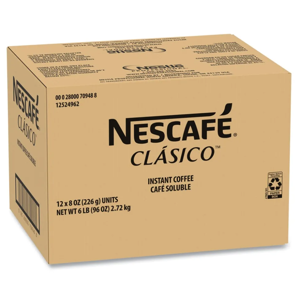 Nescafe 12524962 8 oz Dark Roast Instant Coffee - Clasico (12/Carton)