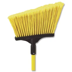 Nexstep Commercial Products MaxiSweep Angle Broom With Fiberglass Handle, 57-in Overall Length, Yellow/Black