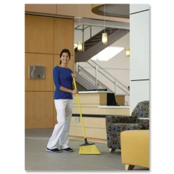 Nexstep Commercial Products MaxiSweep Angle Broom With Fiberglass Handle, 57-in Overall Length, Yellow/Black