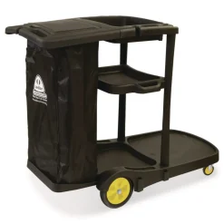Nexstep Commercial Products Premier Janitor Cart, 2 Shelves, Plastic, 18.25 x 44.5 x 38, Black