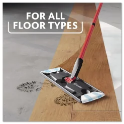 O-Cedar Up to 56 in. Black/Red Handle 9.25 in. x 4.38 in. White/Blue Microfiber Head H2Pro Flat Mop System