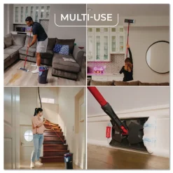 O-Cedar Up to 56 in. Black/Red Handle 9.25 in. x 4.38 in. White/Blue Microfiber Head H2Pro Flat Mop System