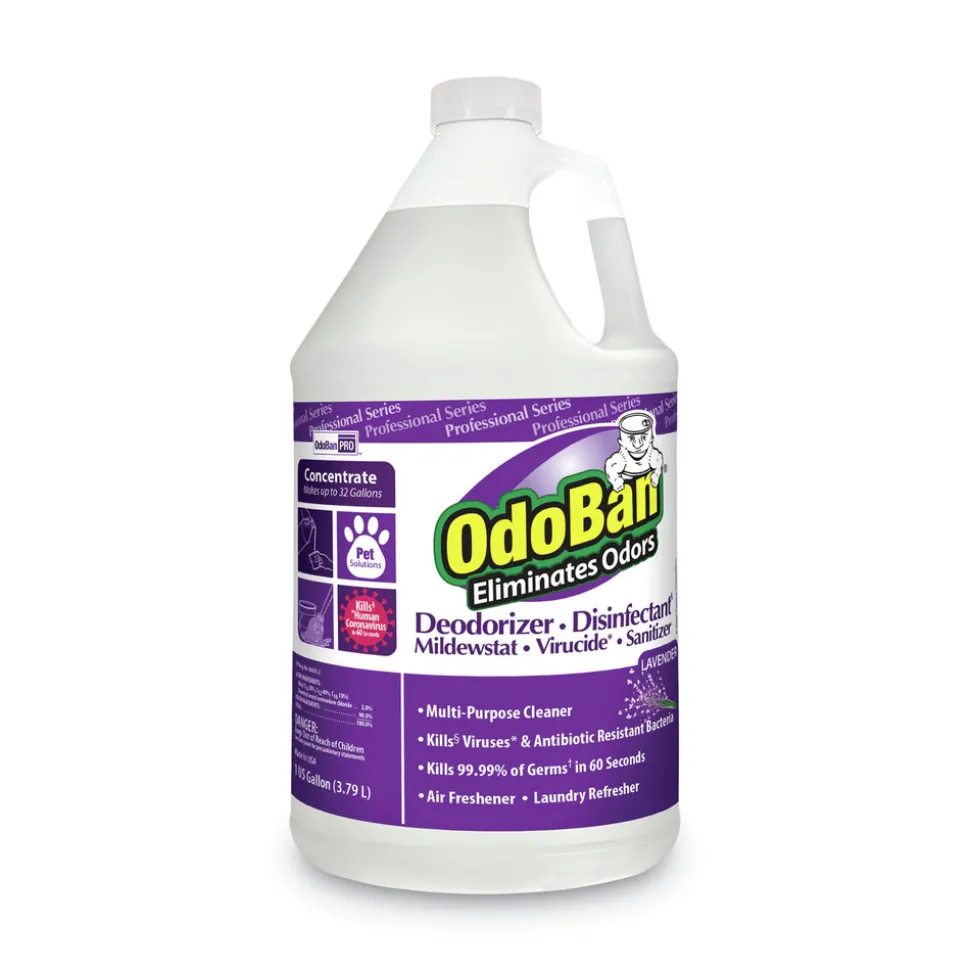 OdoBan 1 Gallon Bottle Concentrate Odor Eliminator and Disinfectant - Lavender Scent (4/Carton)