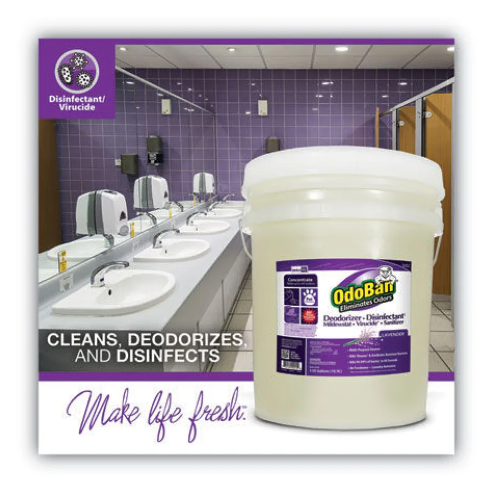 OdoBan 5 Gallon Pail Concentrated Odor Eliminator and Disinfectant - Lavender Scent