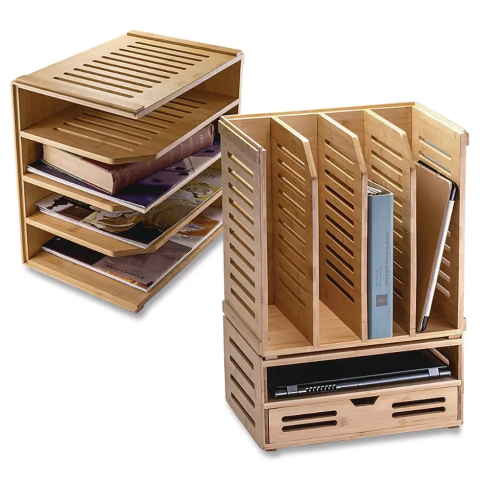 Officemate Bamboo Magazine File 14.09 x 14.41 x 14.41 Brown