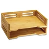 Officemate Bamboo Stackable Desktop Document Trays 2 Sections Letter Size Files 14.09-in x 10.47-in x 4.4-in Brown 2/Pack