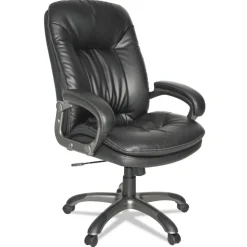 OIF Executive Swivel/Tilt Leather High-Back Chair (Fixed Arched Arms/Black)