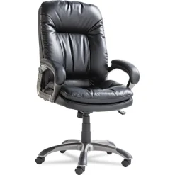 OIF Executive Swivel/Tilt Leather High-Back Chair (Fixed Arched Arms/Black)