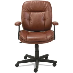 OIF Swivel/Tilt Leather Task Chair (Fixed T-Bar Arms/ Chestnut Brown)