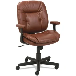 OIF Swivel/Tilt Leather Task Chair (Fixed T-Bar Arms/ Chestnut Brown)
