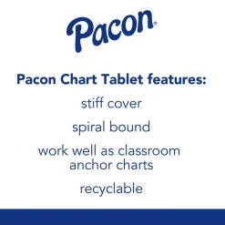 Pacon 24 in. x 32 in. 25 Sheets 1 in. Rule Presentation Format Chart Tablets - White