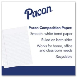 Pacon 8 in. x 10.5 in. 5-Hole Wide/Legal Rule Composition Paper (500/Pack)
