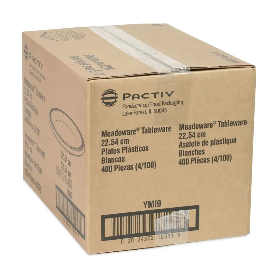 Pactiv Corp. 8.88 in. Diameter Meadoware Ops Dinnerware Plate - White (400/Carton)