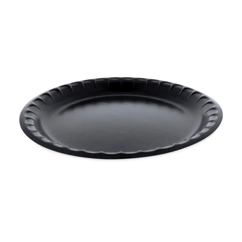 Pactiv Corp. 10.25 in. Diameter Placesetter Deluxe Laminated Foam Plate Dinnerware - Black (540/Carton)