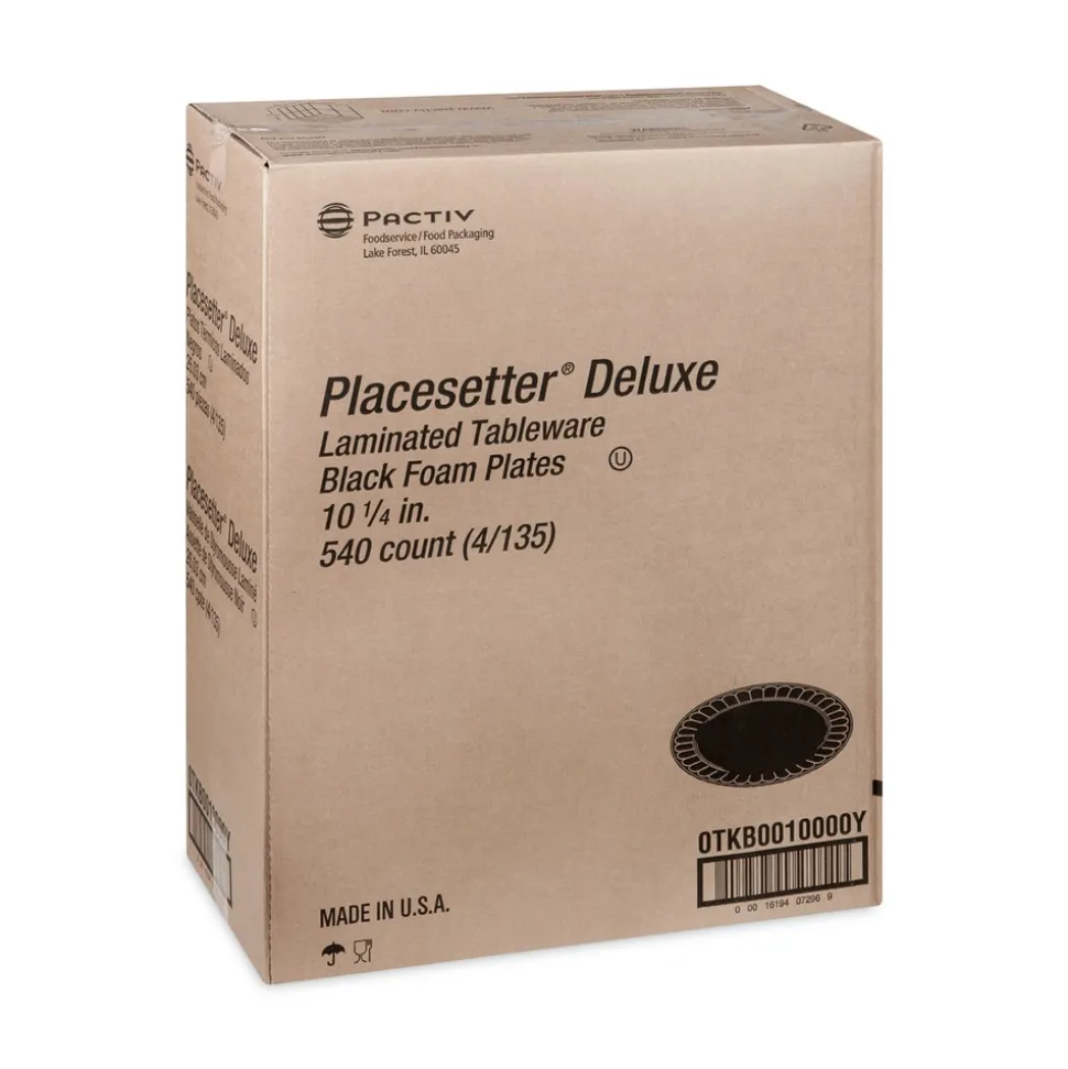 Pactiv Corp. 10.25 in. Diameter Placesetter Deluxe Laminated Foam Plate Dinnerware - Black (540/Carton)