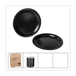 Pactiv Corp. 10.25 in. Diameter Placesetter Deluxe Laminated Foam Plate Dinnerware - Black (540/Carton)