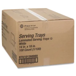 Pactiv Corp. 18 in. x 14 in. Laminated Foam Serving Tray - White (100/Carton)