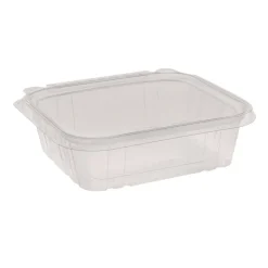 Pactiv Corp. 7.25 in. x 6.37 in. x 2 in. 24 oz. EarthChoice Tamper Evident Recycled Hinged Lid Deli Container - Clear (231/Carton)