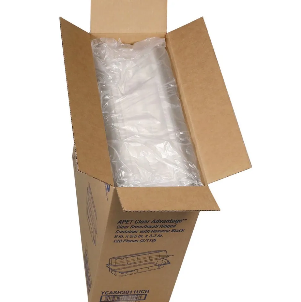 Pactiv Corp. 9 in. x 5.5 in. x 3.2 in. Plastic Hoagie Hinged Lid Container - Clear (220/Carton)