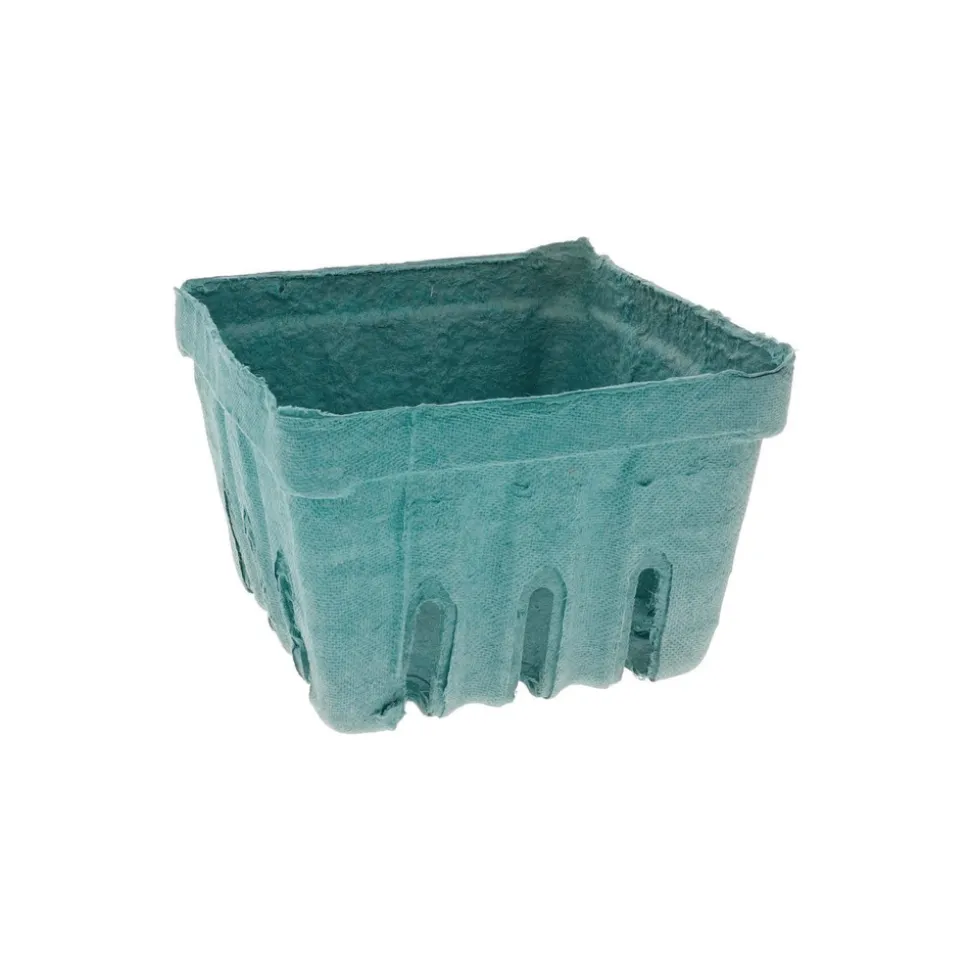 Pactiv Corp. 5.5 in. x 5.5 in. x 3.25 in. Quart Berigard Molded Fiber Berry Basket - Green (297/Carton)