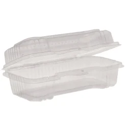 Pactiv Corp. 6.5 in. x 2.25 in. x 2.75 in. Plastic Hinged Lid Hot Dog Container - Clear (250/Carton)