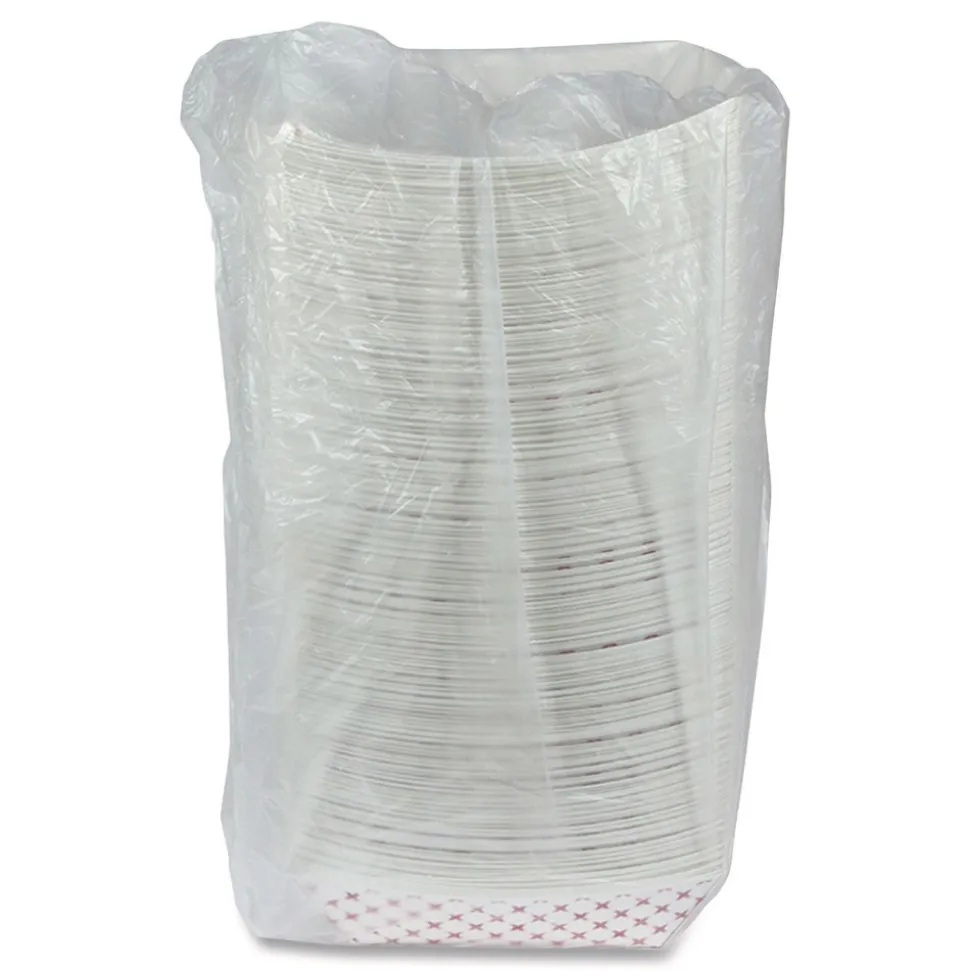 Pactiv Corp. 7.75 in. x 5.1 in. x 2.1 in. 3 lbs. Paperboard Food Tray - Red/White (500/Carton)