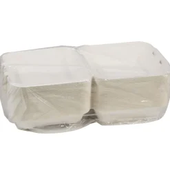 Pactiv Corp. 9 in. x 9 in. x 3 in. Sugarcane EarthChoice PFAS Free Compostable Hinged Lid Container - White (150/Carton)