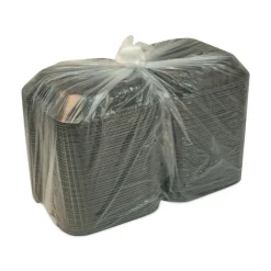 Pactiv Corp. 8.31 in. x 8.35 in. x 3.1 in. EarthChoice SmartLock Microwavable MFPP Plastic Hinged Lid Container - Black (200/Carton)