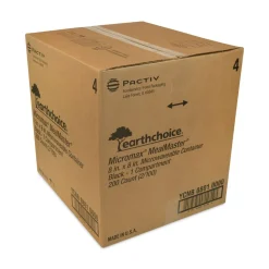 Pactiv Corp. 8.31 in. x 8.35 in. x 3.1 in. EarthChoice SmartLock Microwavable MFPP Plastic Hinged Lid Container - Black (200/Carton)