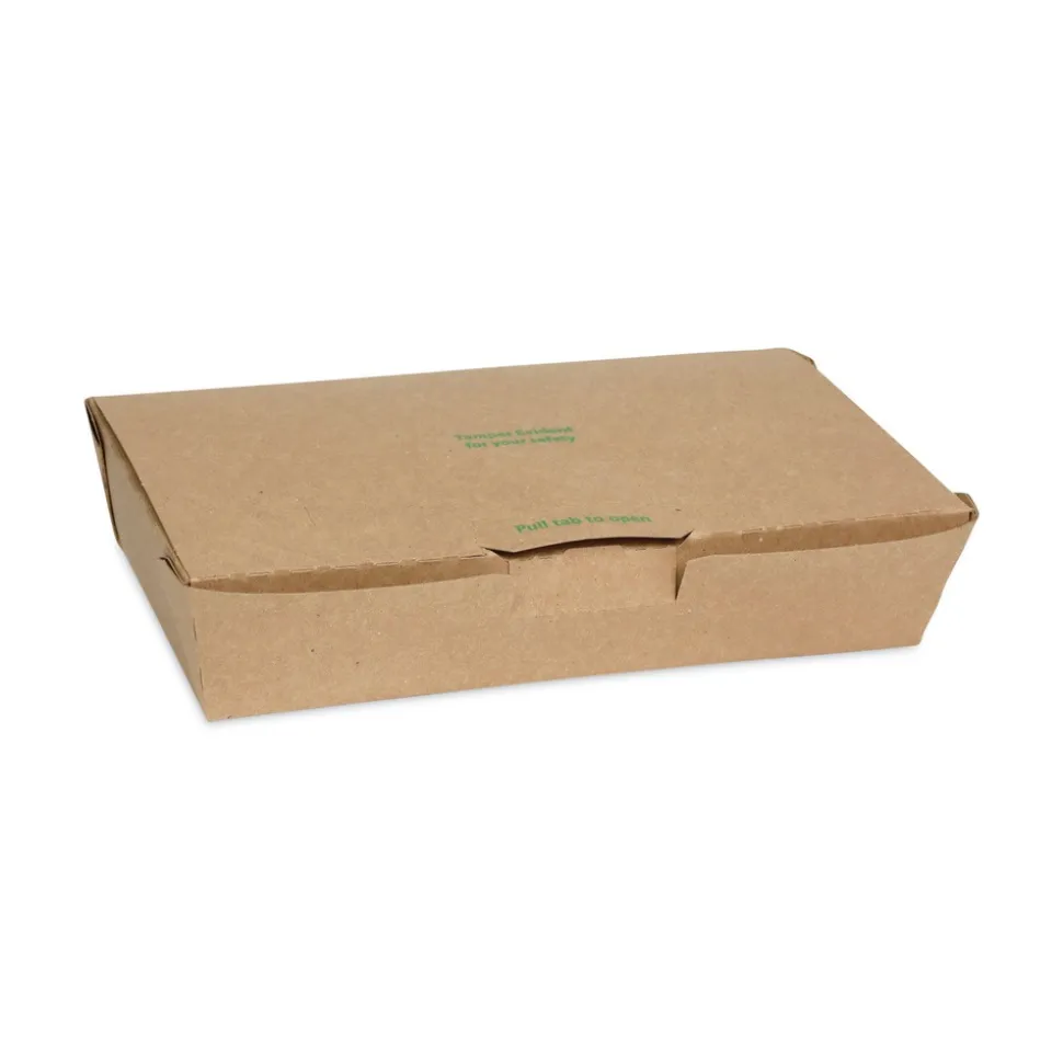 Pactiv Corp. 9 in. x 4.85 in. x 2 in. EarthChoice Tamper Evident OneBox Paper Box - Kraft (100/Carton)