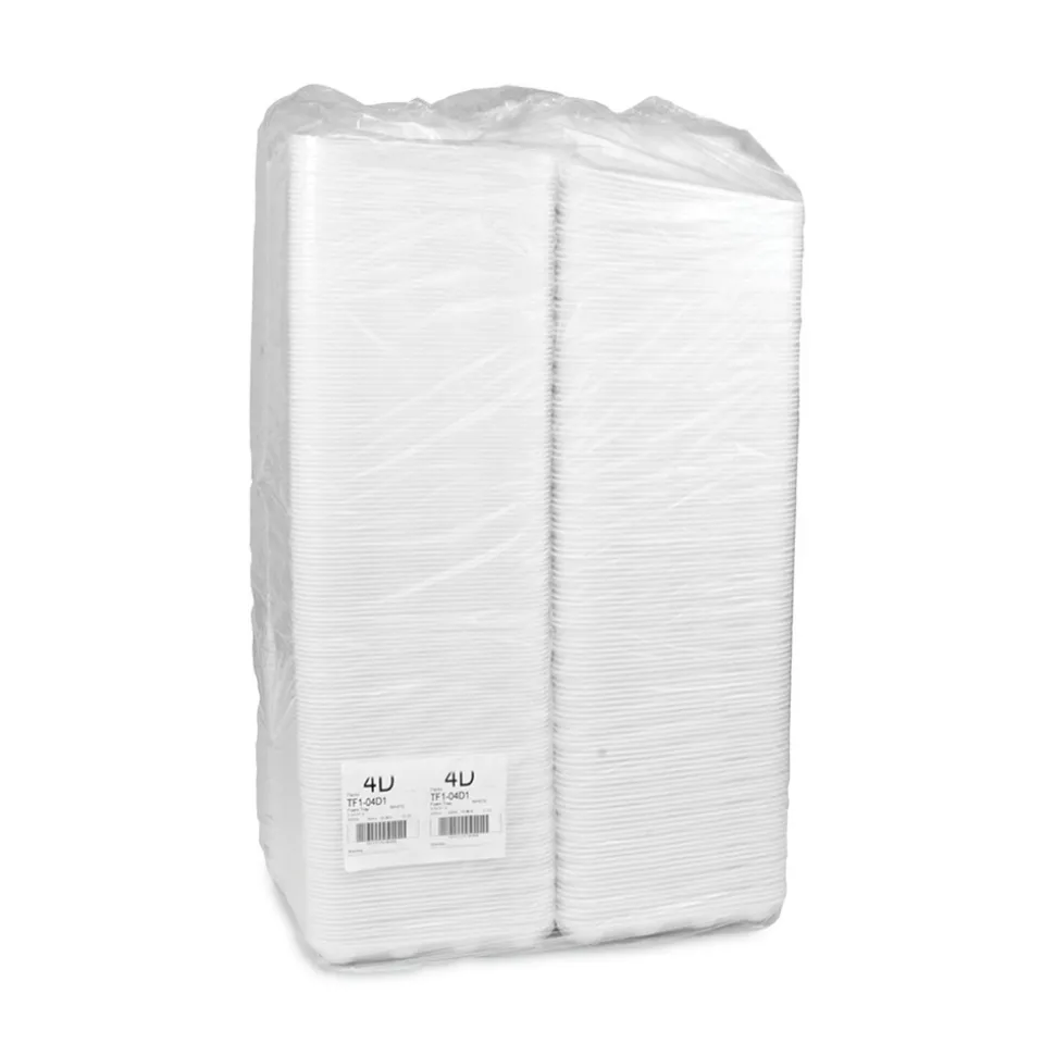 Pactiv Corp. 9.5 in. x 7 in. x 1.25 in. No. 4D Foam Meat Tray - White (500/Carton)