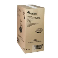 Pactiv Corp. 33 oz. 8-1/2 in. x 8-1/5 in. x 3 in. 3-Compartment EarthChoice Vented Dual Color Microwavable Hinged Lid Container - Black/Clear (150/Carton)