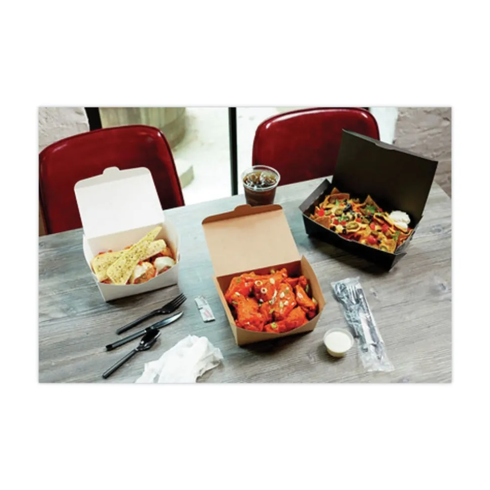 Pactiv Corp. 66 oz 6.5 x 4.5 x 3.25 EarthChoice OneBox Paper Box - Black (160/Carton)