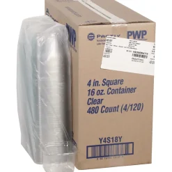 Pactiv Corp. 16 oz 4 x 4 x 3 PET Plastic Square Container - Clear (480/Carton)