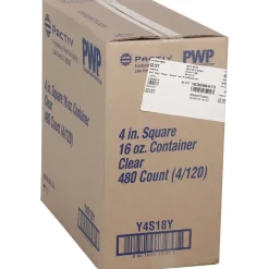 Pactiv Corp. 16 oz 4 x 4 x 3 PET Plastic Square Container - Clear (480/Carton)