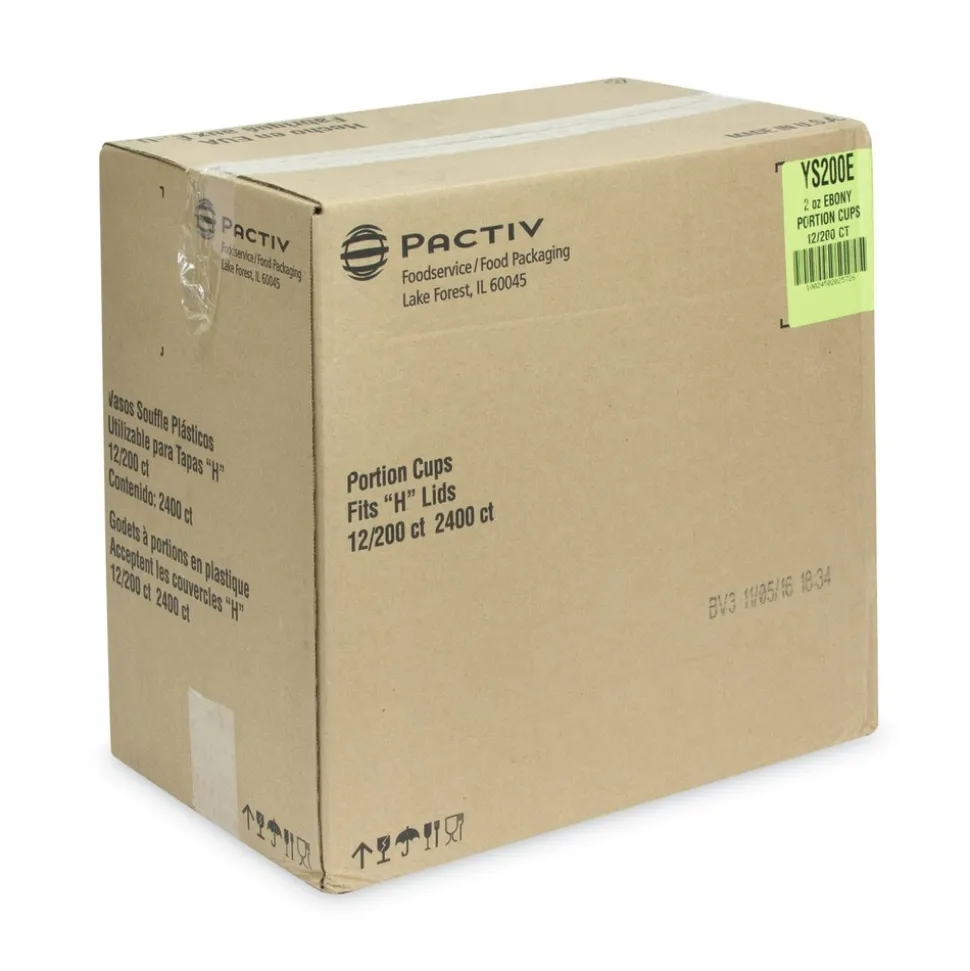 Pactiv Corp. 2 oz. Plastic Portion Cup - Black (200/Bag, 12 Bags/Carton)