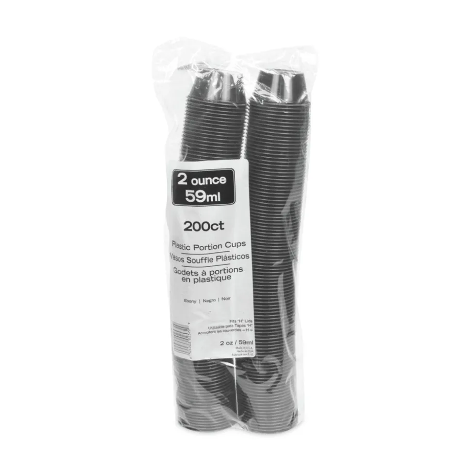 Pactiv Corp. 2 oz. Plastic Portion Cup - Black (200/Bag, 12 Bags/Carton)