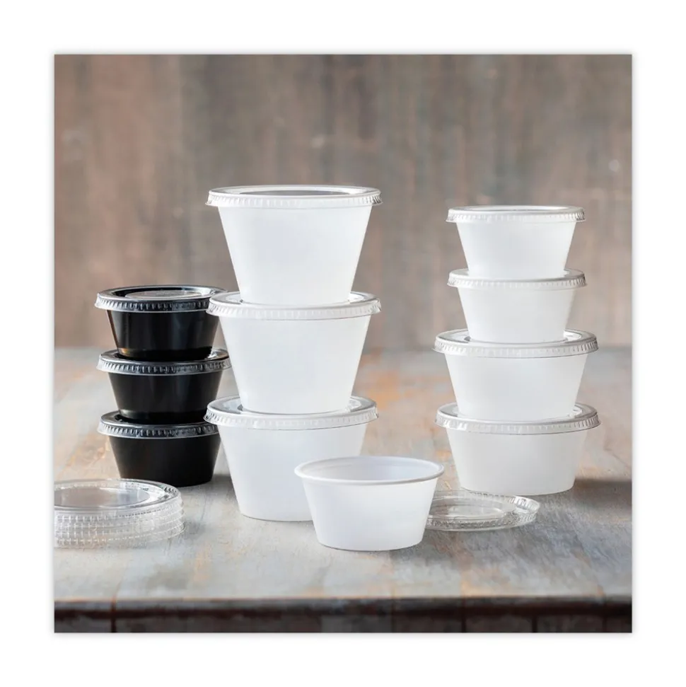 Pactiv Corp. 2 oz. Plastic Portion Cup - Black (200/Bag, 12 Bags/Carton)