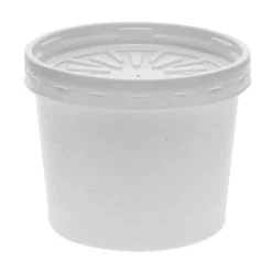 Pactiv Corp. 250/Carton 3.75 in. dia. x 3 in., 12 oz., Paper Round Food Container and Lid Combo - White
