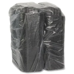 Pactiv Corp. EarthChoice 9 in. x 6 in. x 3.25 in. Plastic SmartLock Microwavable MFPP Hinged Lid Container - Black (270/Carton)