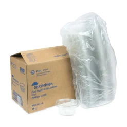 Pactiv Corp. EarthChoice 4.92 in. x 5.87 in. x 2.48 in. 16 oz. Plastic Recycled PET Hinged Container - Clear (200/Carton)