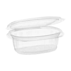 Pactiv Corp. EarthChoice 4.92 in. x 5.87 in. x 2.48 in. 16 oz. Plastic Recycled PET Hinged Container - Clear (200/Carton)