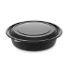 Pactiv Corp. EarthChoice MealMaster 8 in. Diameter x 2.12 in. H 32 oz. Plastic Container with Lid - Black/Clear (250/Carton)