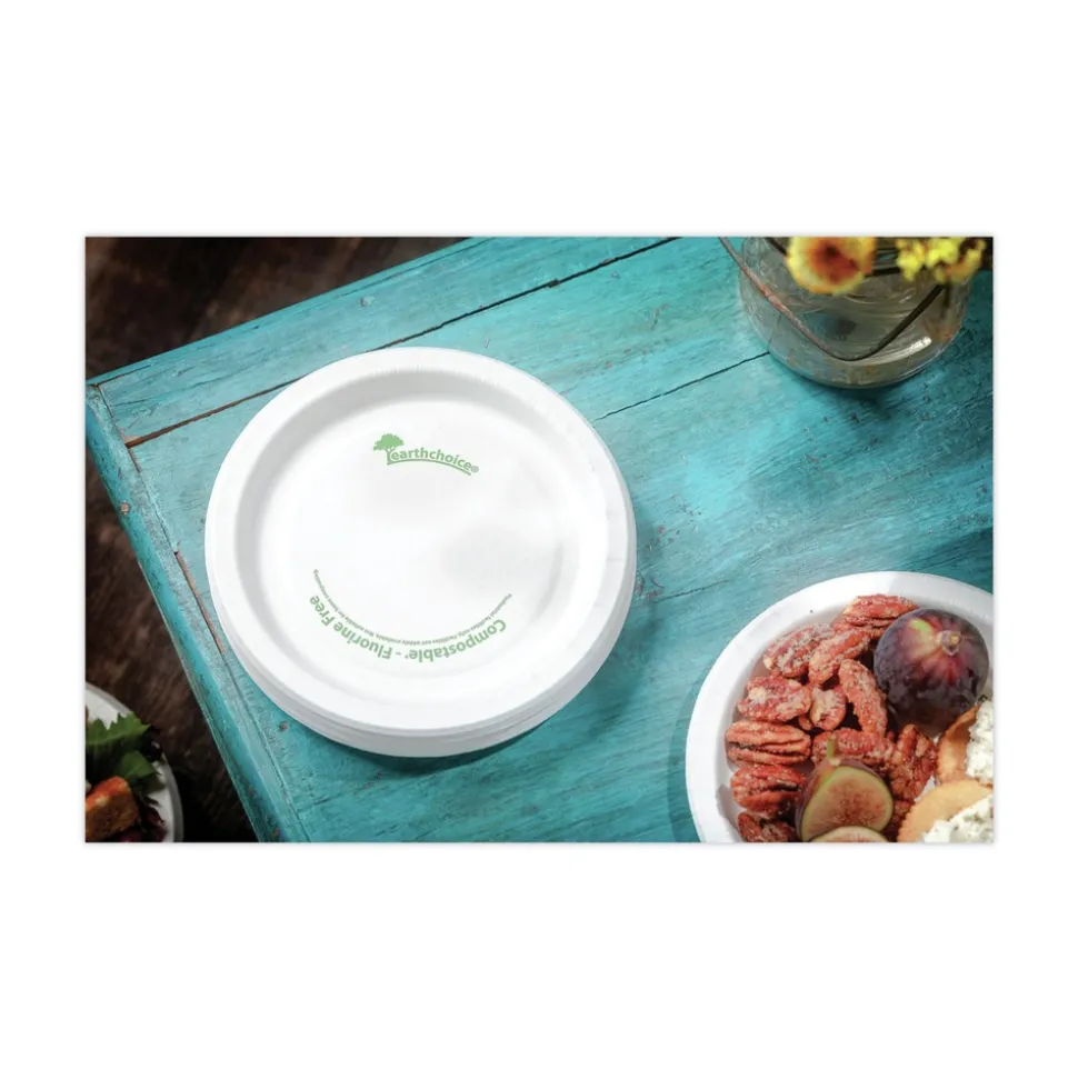 Pactiv Corp. EarthChoice Pressware 10 in. Diameter Plate Paper Compostable Dinnerware - White (300/Carton)