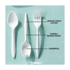 Pactiv Corp. Fieldware Mediumweight Spork Cutlery - White (1,000/Carton)