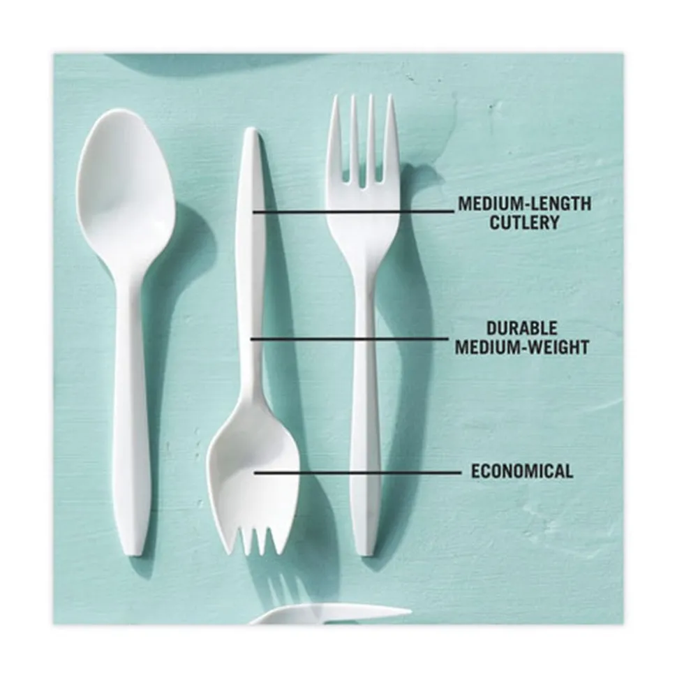 Pactiv Corp. Fieldware Mediumweight Spork Cutlery - White (1,000/Carton)